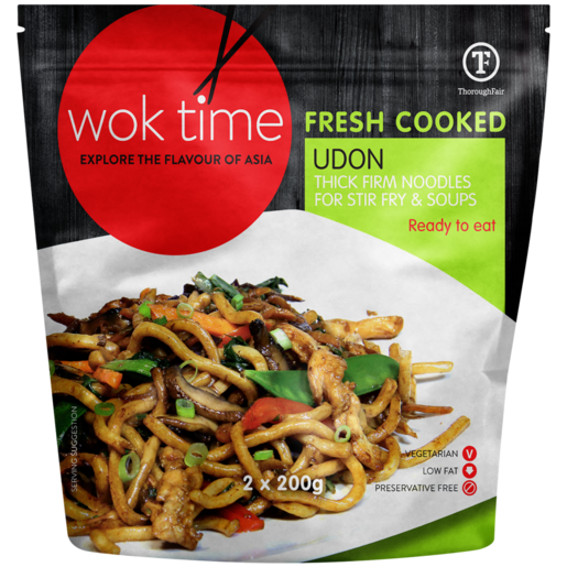Wok Time Fresh Cooked Udon Noodles 2 x 200g