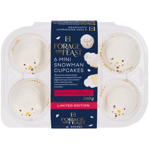 Forage And Feast Limited Edition Mini Snowman Cupcakes 6 Pack