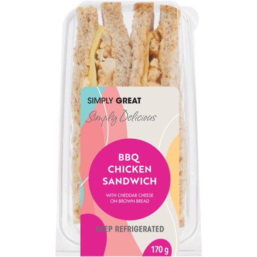 Simply Great BBQ Chicken & Cheddar Cheese Brown Bread Sandwich 170g