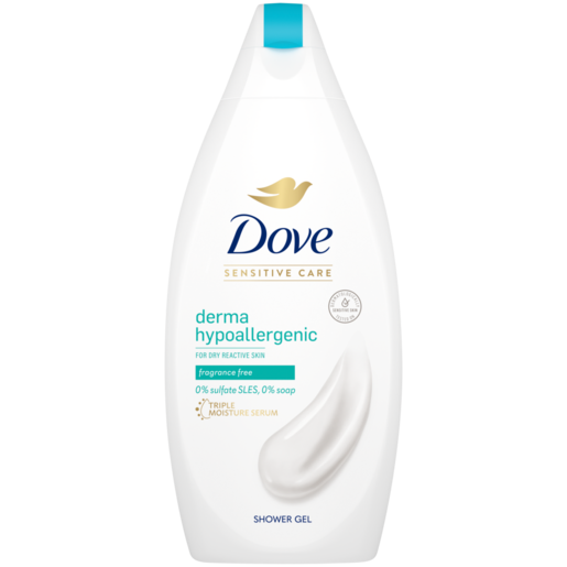 Dove Derma Hypoallergenic Fragrance Free Shower Gel 400ml