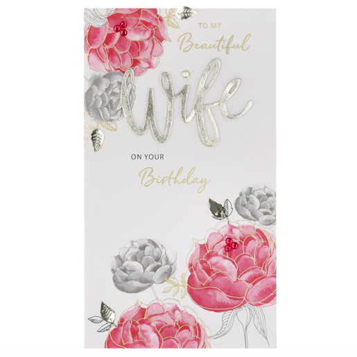Everyday Champagne Rose wife Birthday Card 1 Piece