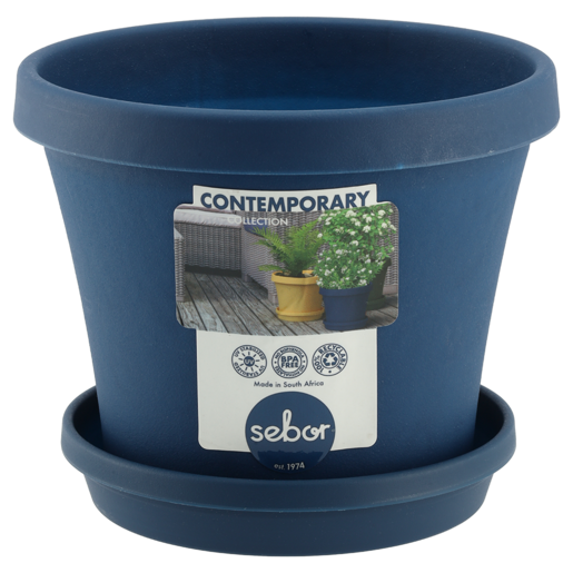 Sebor Contemporary Blue Plant Pot 15cm