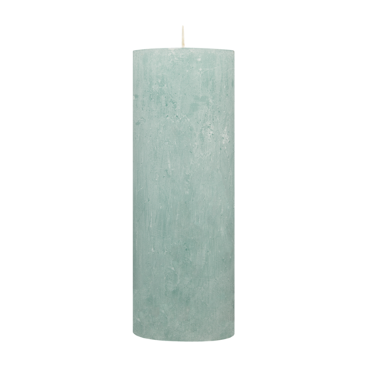 Duck Egg Blue Frosted Pillar Candle 20cm