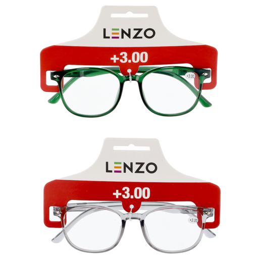 Lenzo +3.00 Bold Frame Reading Glasses Single Pair (Assorted Item - Supplied At Random)