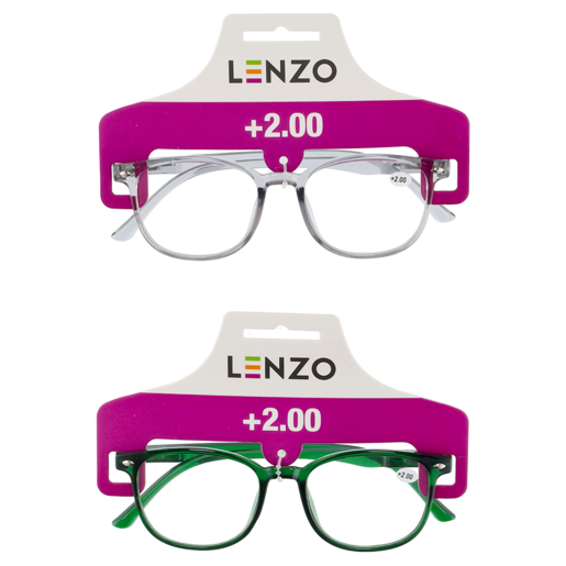 Lenzo +2.00 Bold Frame Reading Glasses Single Pair (Colour May Vary)
