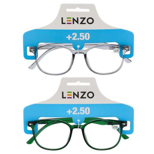 Lenzo +2.50 Bold Frame Reading Glasses Single Pair (Colour May Vary)