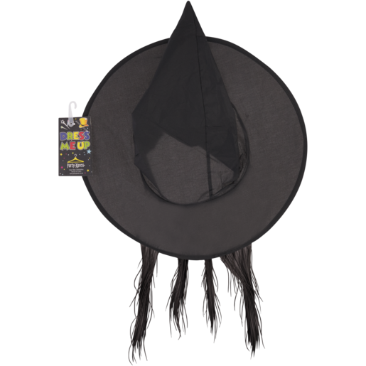 Party Xpress Dress Me Up Black Witch Hat with Hair