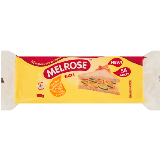 Melrose Cheddar Flavoured Full Cream Process Cheese Slices 900g