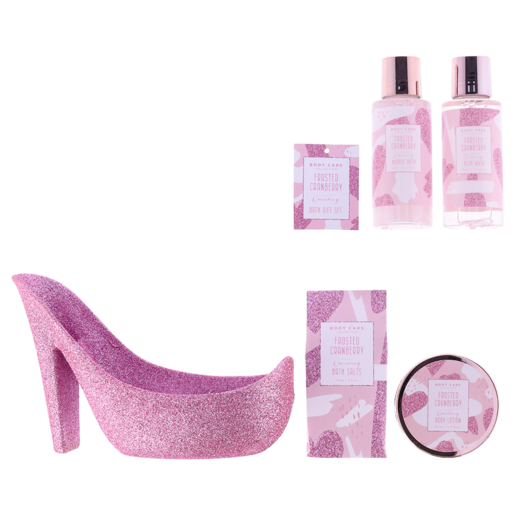 Body Care Pink Glitter Ladies Shoe Bath Set 4 Piece