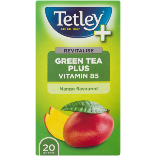 Tetley+ Mango Flavoured Green Tea With Vitamin B5 Teabags 20 Pack