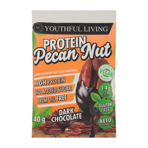 Youthfull Living Dark Chocolate Dipped Pecan Nuts 40g