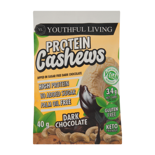 Youthful Living Dark Chocolate Coated Cashews 40g