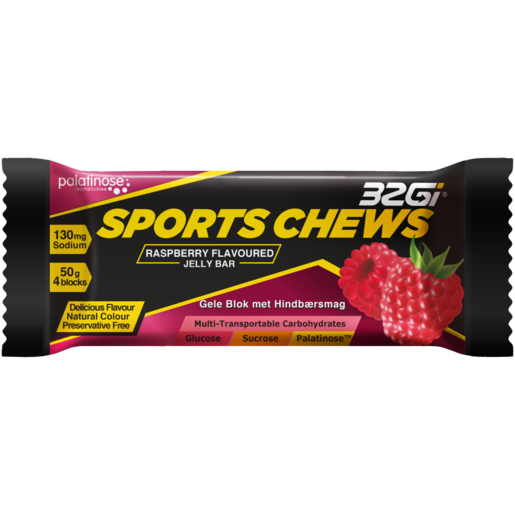 32Gi Sports Chews Raspberry Flavoured Jelly Bar 50g