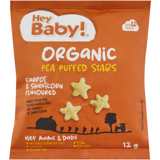Hey Baby! Organic Pea Puffed Stars 12g