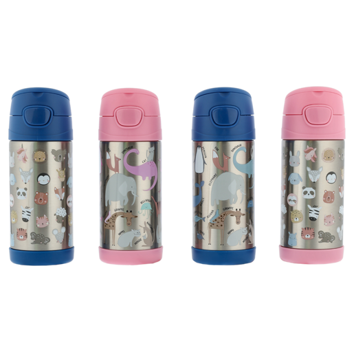 Animals Stainless Steel Kids Travel Bottle 350ml (Type May Vary)