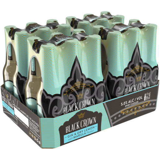 Black Crown Marula Flavour Gin & Dry Lemon Cooler Bottles 24 x 275ml