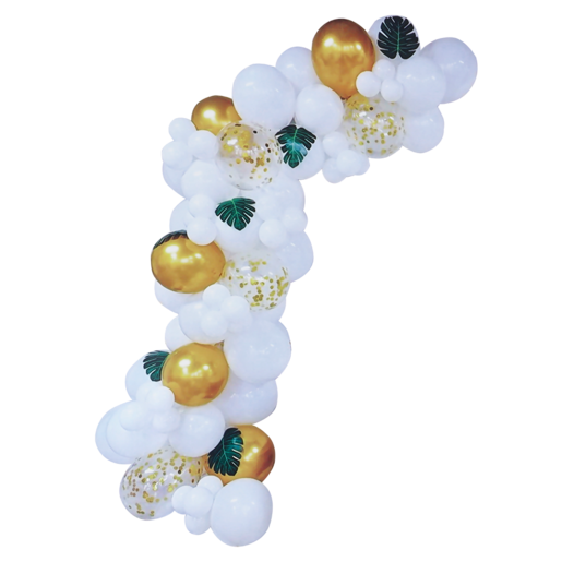 Occasions White & Gold Balloons Decor with Leaf Set