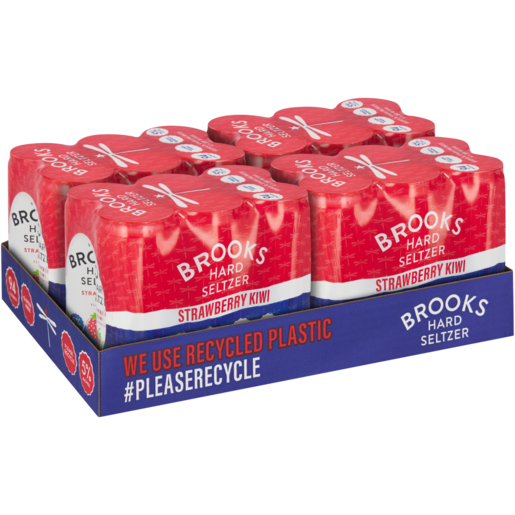 Brooks Strawberry Kiwi Flavoured Hard Seltzer Cans 24 x 300ml