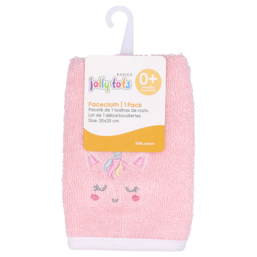 Jolly Tots Pastel Pink Face Cloth 25x25cm