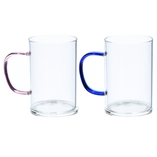 Colour Handle Glass Mug 300ml (Colour May Vary)