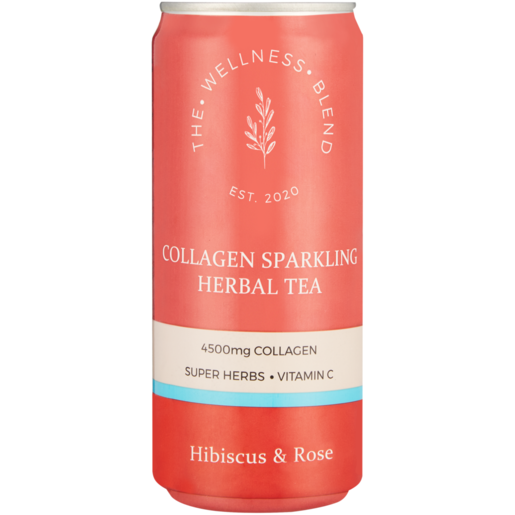 The Wellness Blend Hibiscus & Rose Collagen Sparkling Herbal Tea 300ml 