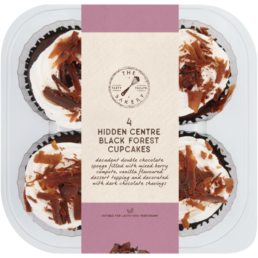 The Bakery Hidden Centre Black Forest Cupcakes 4 Pack