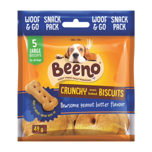 BEENO Pawsome Peanut Butter Flavour Crunchy Oven Baked Biscuits 49g