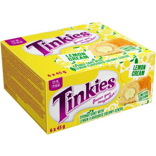 Tinkies Lemon Cream Sponge Cake 6 x 45g