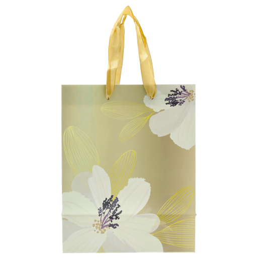 Floral Foil Medium Gold Gift Bag