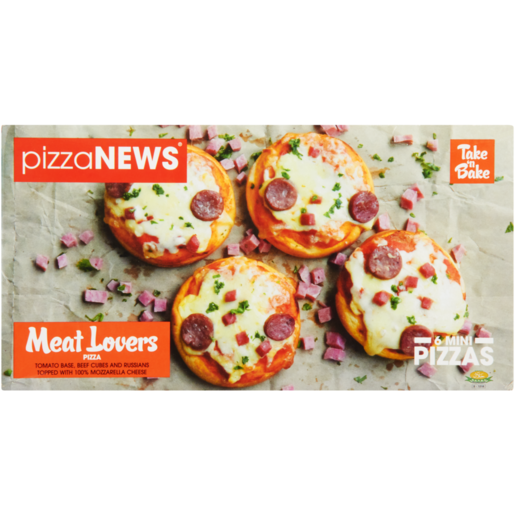 pizzaNEWS Take 'n Bake Frozen Meat Lovers Mini Pizzas 6 x 60g 
