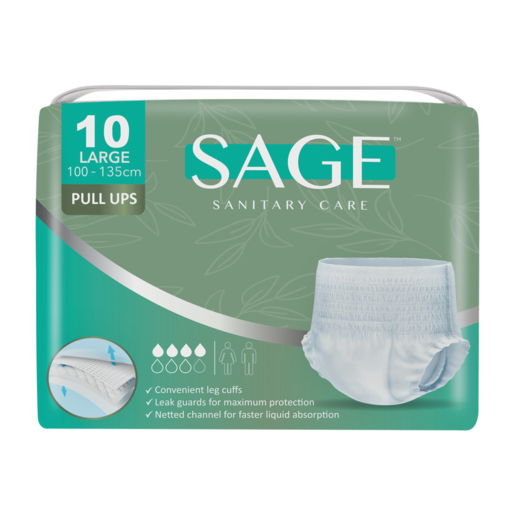 Sage Large Disposable Adult Pull Ups 10 Pack