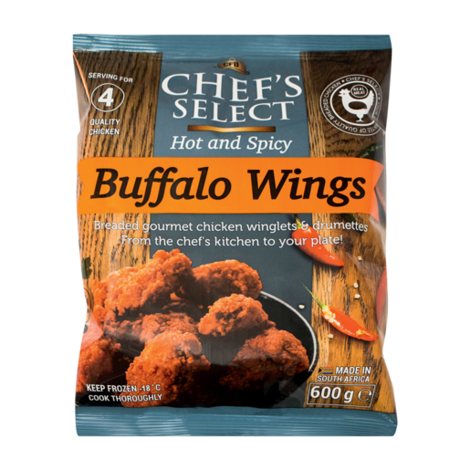 Chef's Select Frozen Hot And Spicy Buffalo Wings 600g