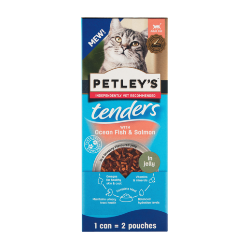 Petley's Tenders Ocean Fish & Salmon Adult Wet Cat Food 3 x 185g
