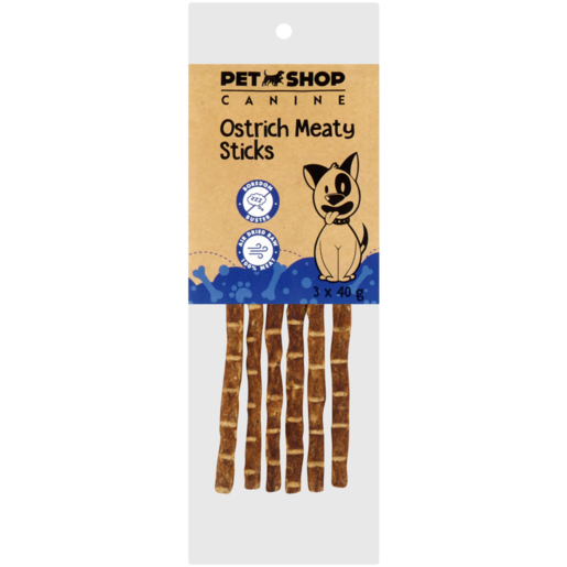 Petshop Ostrich Meaty Sticks 3 x 40g