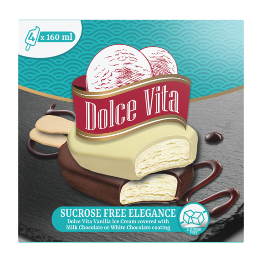 Dolce Vita Elegance Sucrose Free Vanilla Ice Cream 4 x 160ml