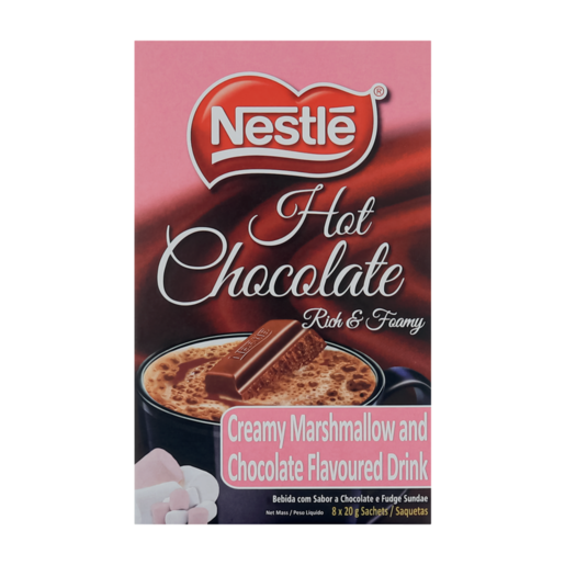 Nestlé Hot Chocolate Creamy Marshmallow and Chocolate Flavoured Drink 8 x 20g