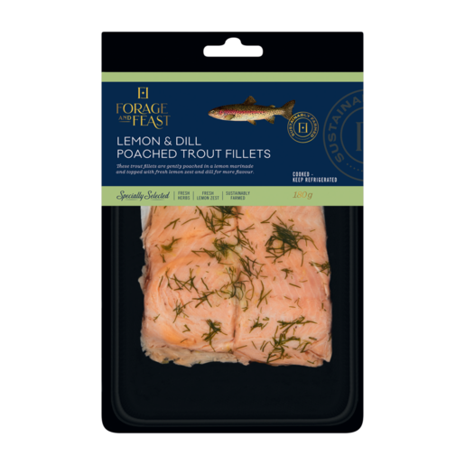 Forage And Feast Lemon & Dill Poached Trout Fillets 180g