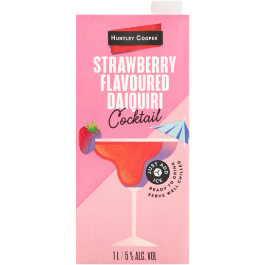 Huntley Cooper Strawberry Flavoured Daiquiri Cocktail Carton 1L