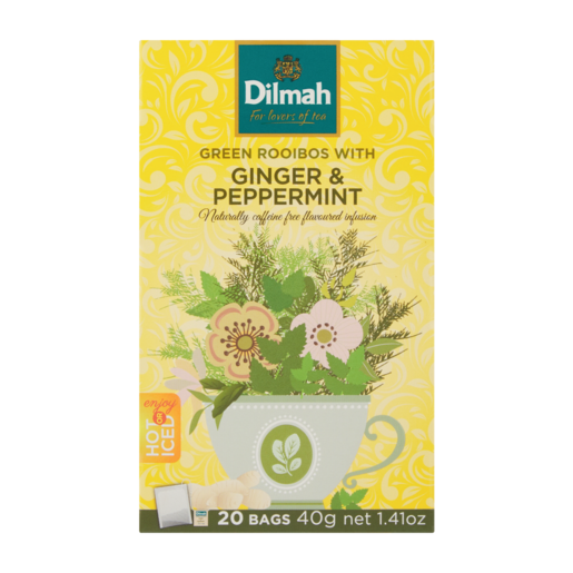 Dilmah Green Rooibos with Ginger & Peppermint Tea Bags 20 Pack
