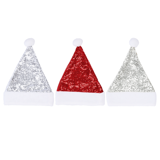 Santa's Choice Hat with Sequins (Colour May Vary)