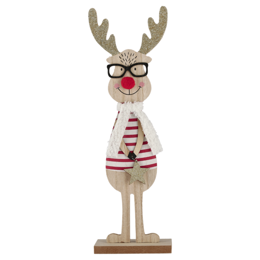 Santa's Choice Tall Wooden Reindeer with Glasses 