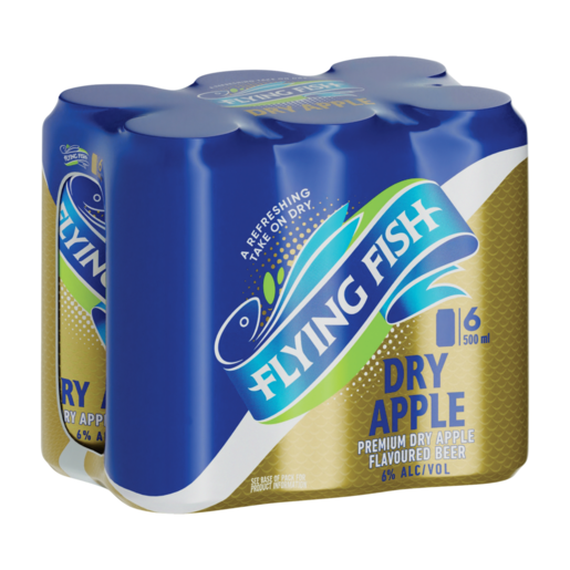 Flying Fish Dry Apple Flavoured Premium Beer Cans 6 x 500ml, Beer, Beer &  Cider, Drinks
