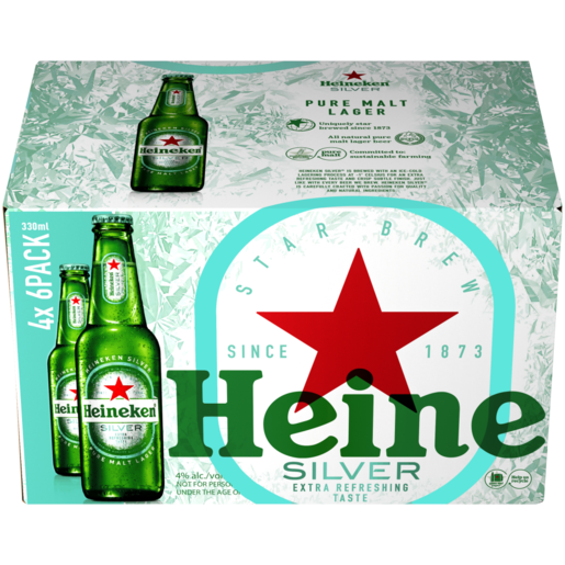 Heineken Silver Beer Bottles 24 x 330ml