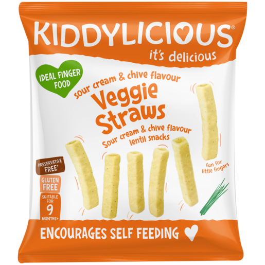 Kiddylicious Sour Cream & Chive Flavour Veggie Straws 12g