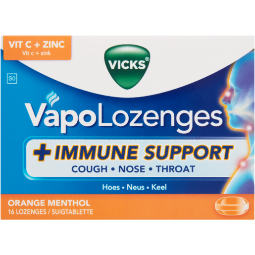 Vicks VapoLozenges Orange Menthol Immune Support Lozenges 16 Pack
