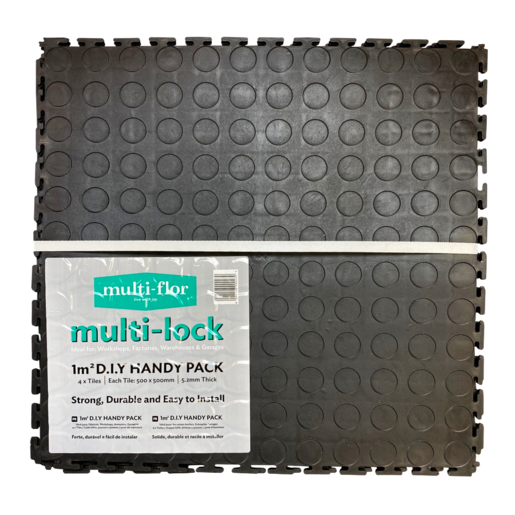 Multi-Flor Black Interlocking Tile Mats 4 Piece
