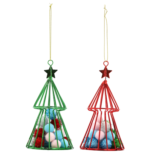 Santa's Choice Metal Tree with Pompoms Decoration (Assorted Item - Supplied At Random)