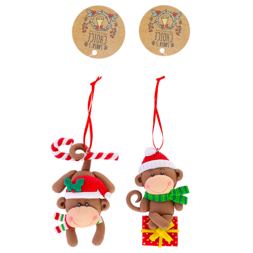 Santa's Choice Clay Monkey Tree Decoration (Assorted Item - Supplied At Random)