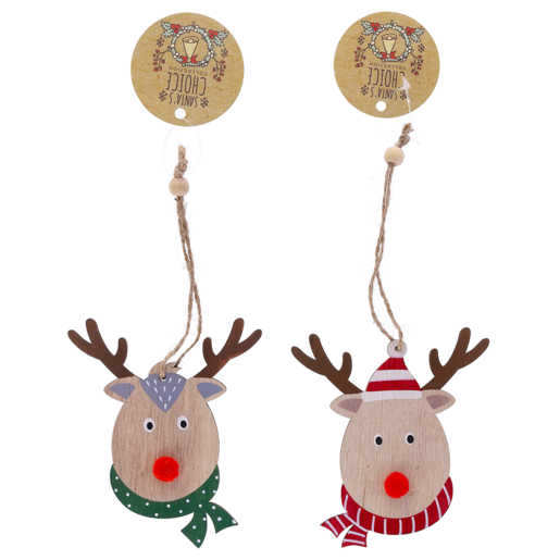 Santa's Choice Multicolour Wooden Christmas Tree Reindeer Decorations (Assorted Item - Supplied At Random)