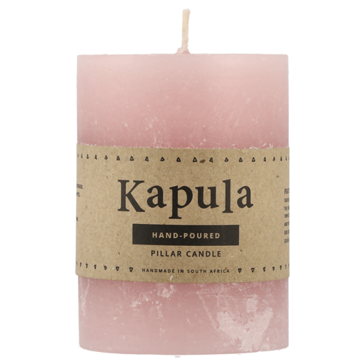 Kapula Pink Frost Hand Poured Pillar Candle 7x10cm